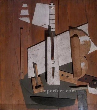 Guitarra y botella Bajo 1913 cubismo Pablo Picasso Pinturas al óleo